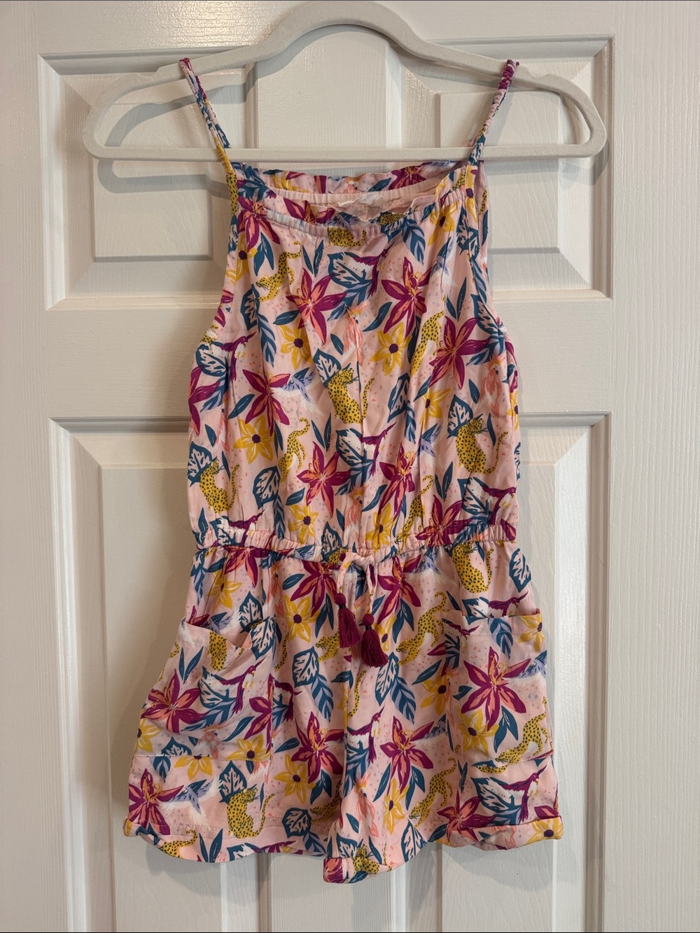 Fat Face Pink Floral Pineapple Print Girls Romper